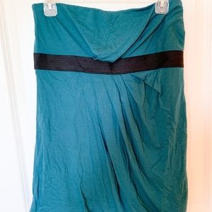 Teal strapless tunic with black waistband size L